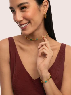 Choker Tape Stones Acero Baño Oro