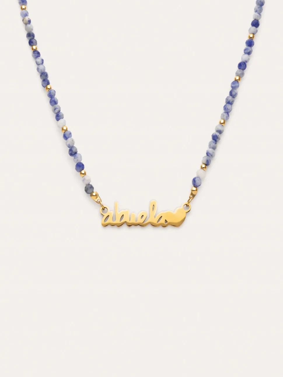 Collar Abuela Heart Cianita Acero Baño Oro