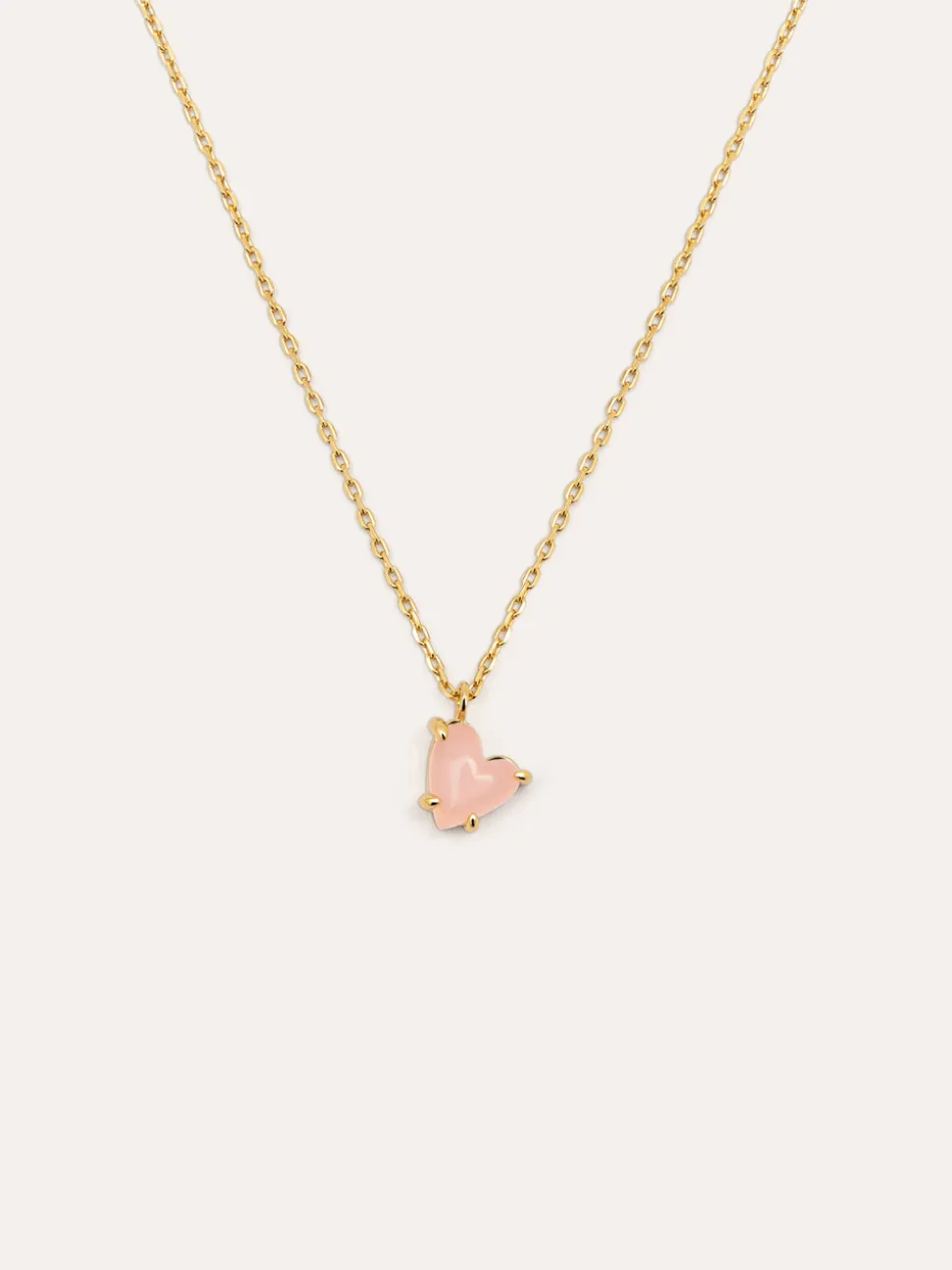 Collar Adorable Heart Pink Baño Oro