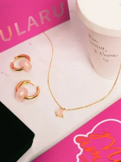 Collar Adorable Heart Pink Baño Oro