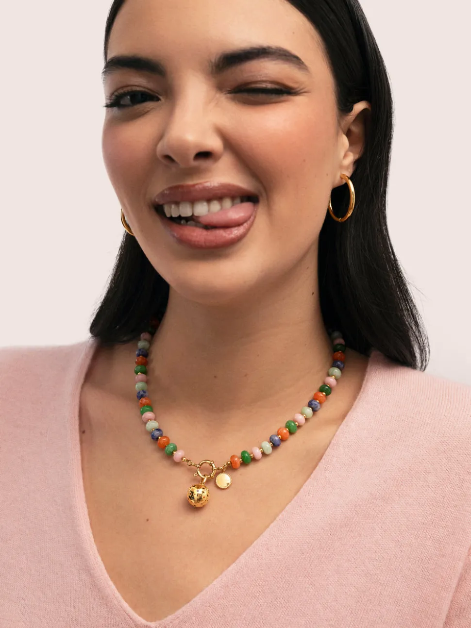 Collar Alpine Stones Acero Baño Oro