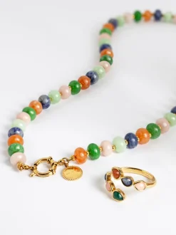 Collar Alpine Stones Acero Baño Oro