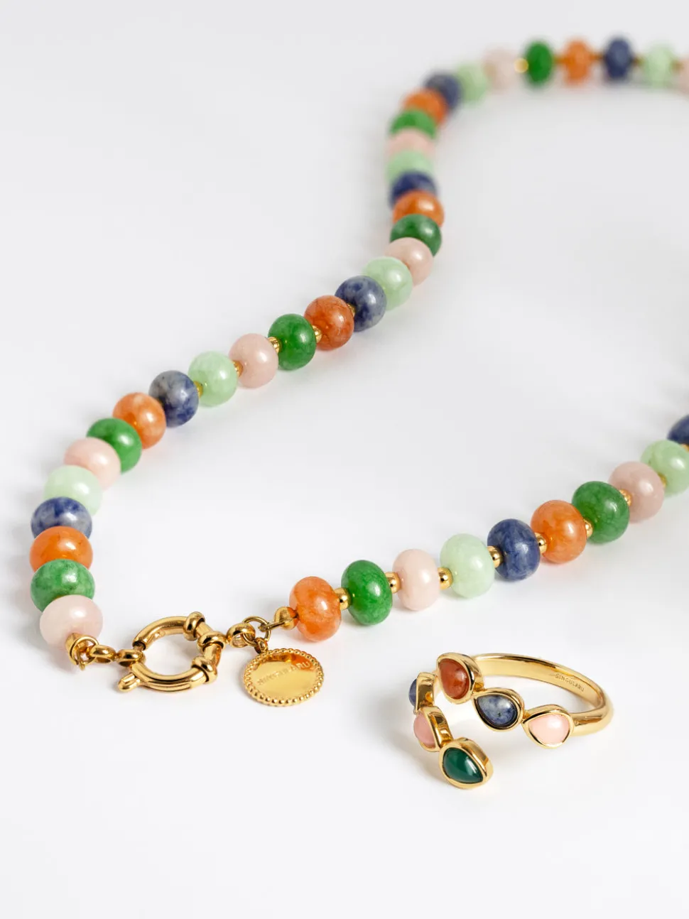 Collar Alpine Stones Acero Baño Oro