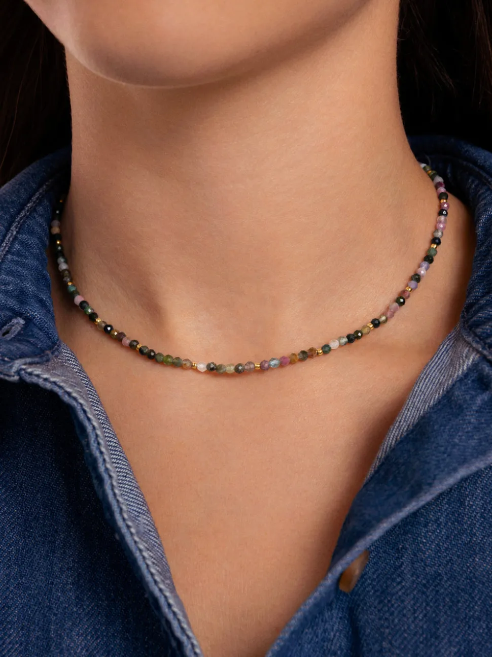 Collar Altea Dots Tourmaline Syra Acero Baño Oro