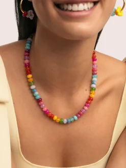Collar Bloom Stones Acero Baño Oro