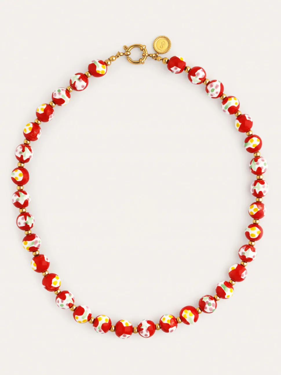 Collar Carmesí Acero Baño Oro