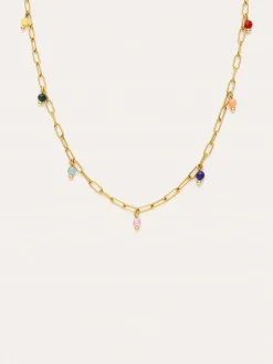 Collar Chic Dancing Stones Acero Baño Oro
