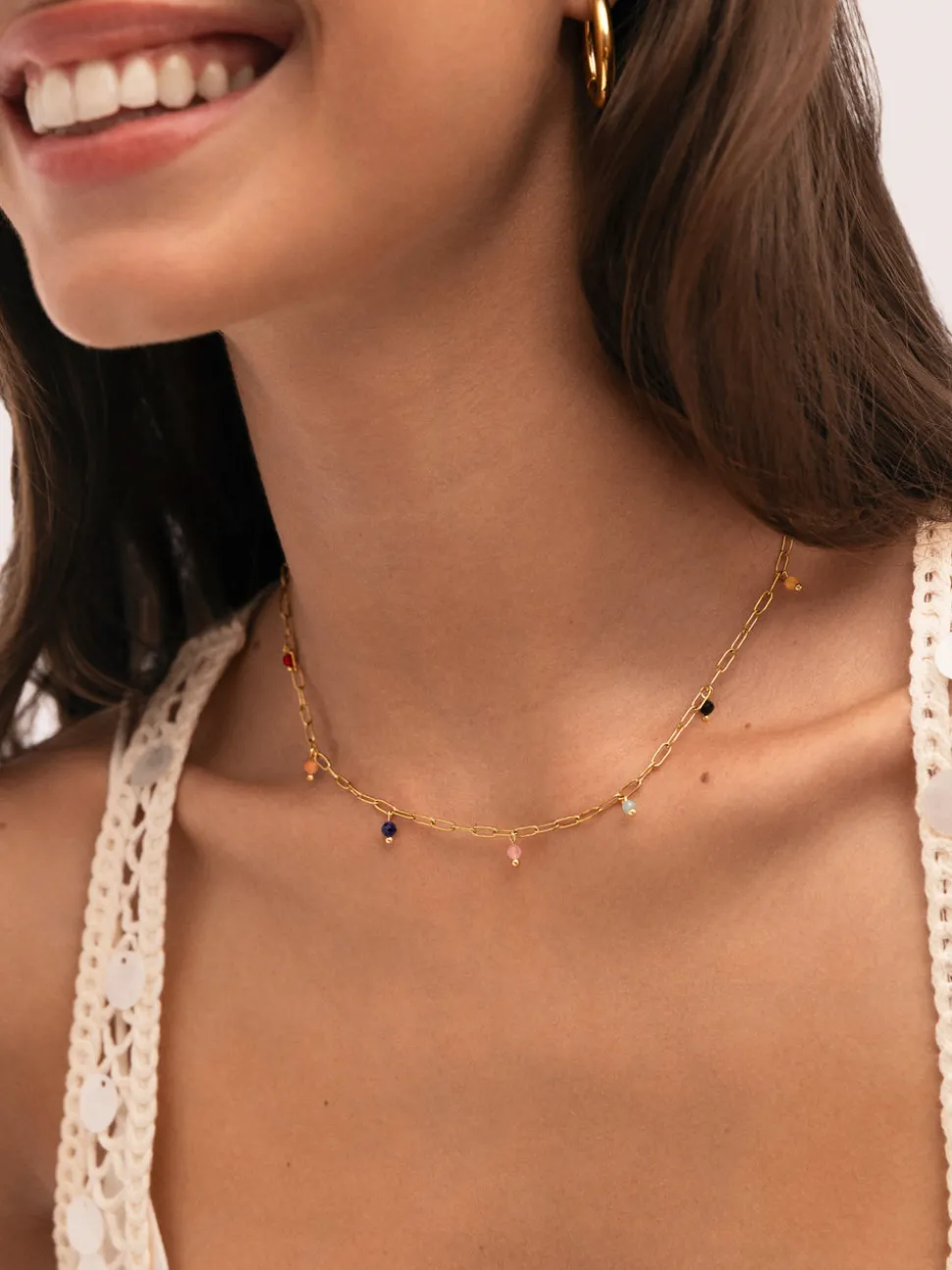 Collar Chic Dancing Stones Acero Baño Oro