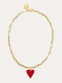 Collar Chic Lovely Heart Red Acero Baño Oro
