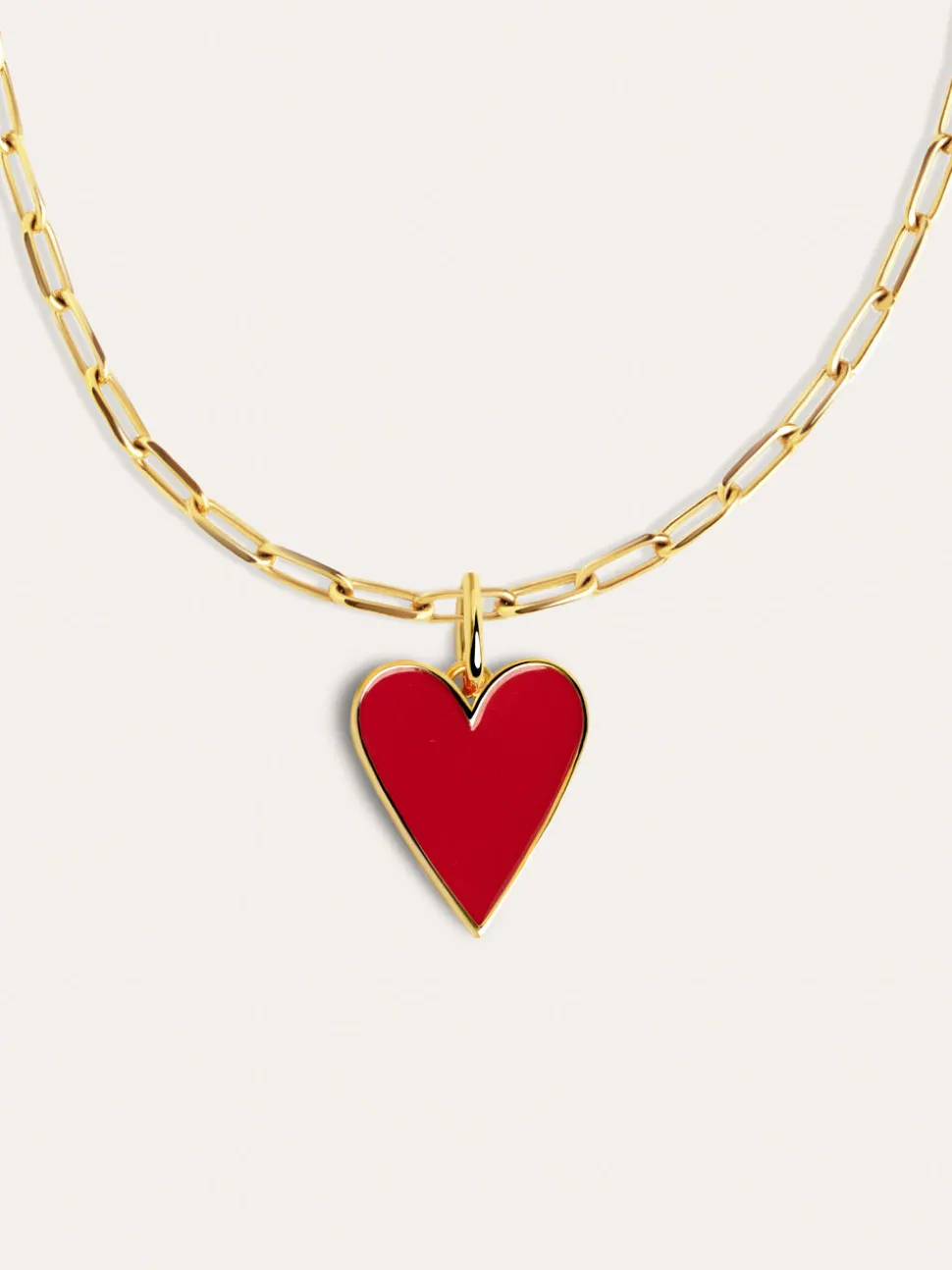 Collar Chic Lovely Heart Red Acero Baño Oro