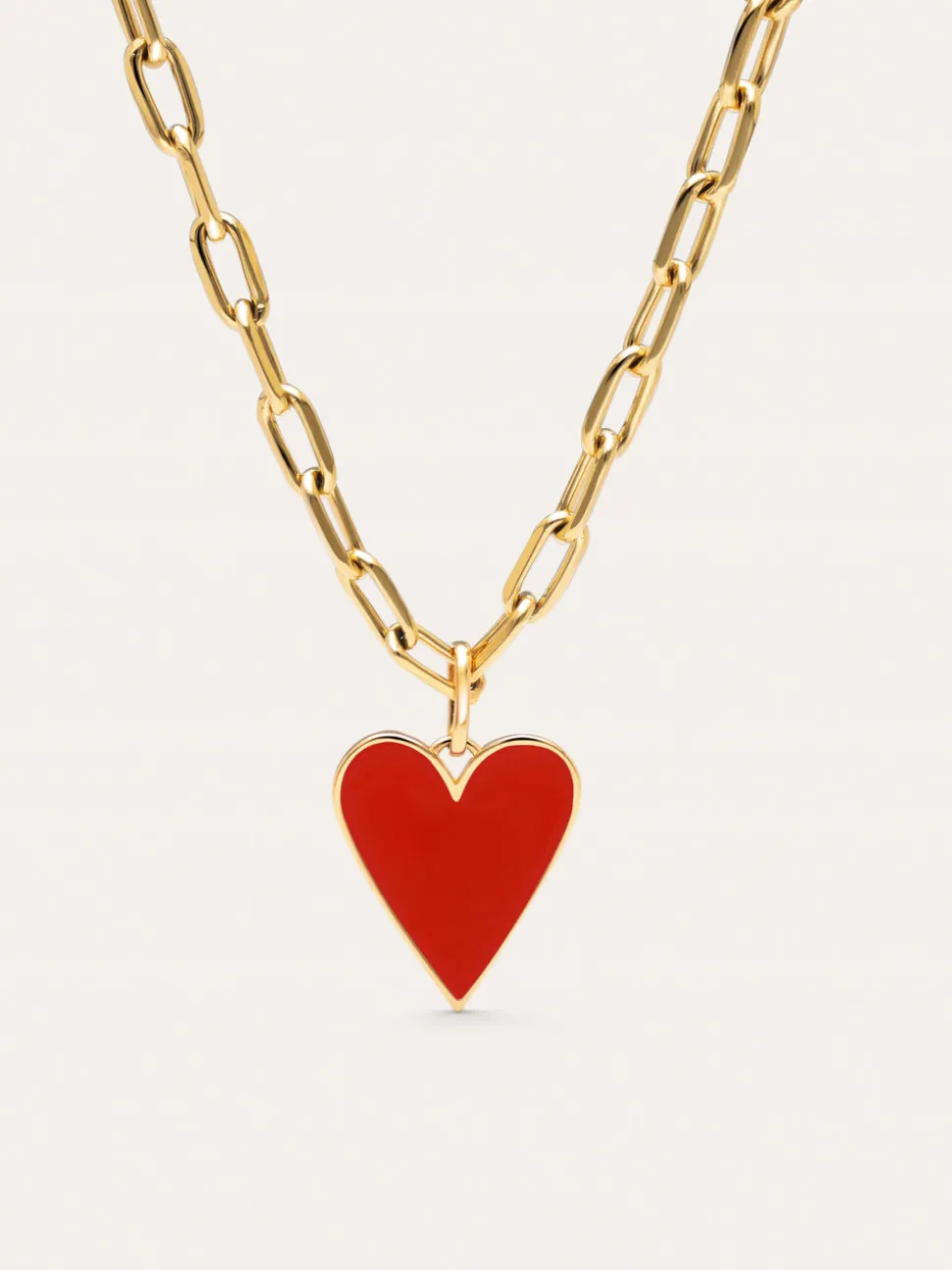 Collar Chic Lovely Heart Red Acero Baño Oro