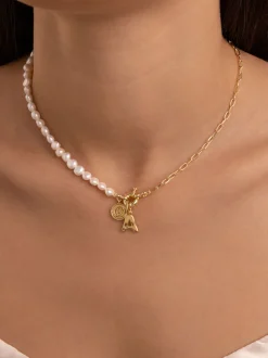 Collar Chic Pearl Acero Baño Oro