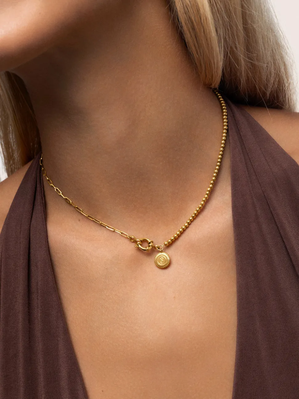 Collar Chic Pebbles Acero Baño Oro