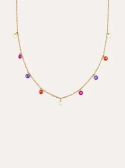 Collar Color Bits Acero Baño Oro