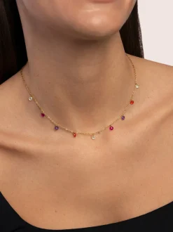 Collar Color Bits Acero Baño Oro