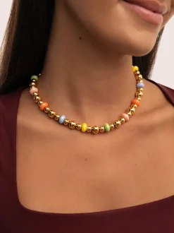 Collar Color Bomb Acero Baño Oro