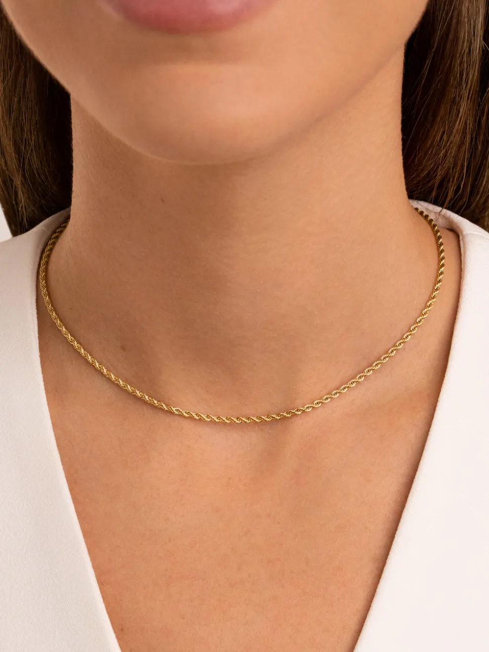 Collar Cord Acero Baño Oro
