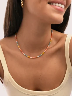 Collar Crystals Pastel Acero Baño Oro