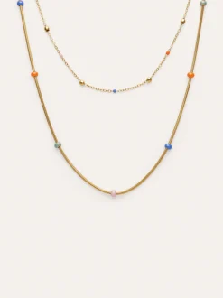 Collar Doble Carla Enamel Acero Baño Oro