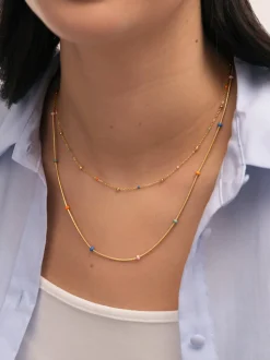 Collar Doble Carla Enamel Acero Baño Oro
