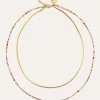 Collar Doble Crystals Lisse Acero Baño Oro