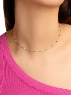 Collar Dots Colors Enamel Plata
