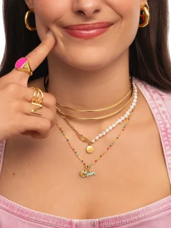 Collar Dots Colors Enamel Plata Baño Oro