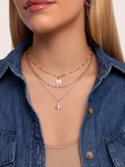 Collar Dots Colors Enamel Plata
