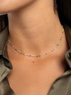 Collar Dots Colors Enamel Plata