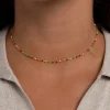 Collar Dots Colors Enamel Plata Baño Oro