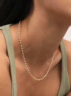 Collar Dots Enamel Blanco Acero Baño Oro