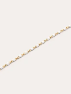 Collar Dots Enamel Blanco Acero Baño Oro