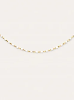 Collar Dots Enamel Blanco Acero Baño Oro