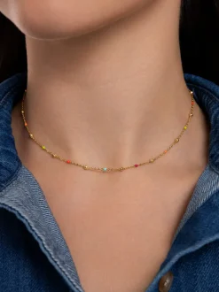 Collar Dots L Colors Enamel Acero Baño Oro