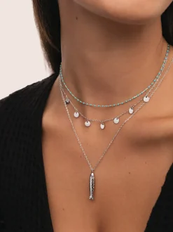 Collar Dots Turquoise Enamel Plata