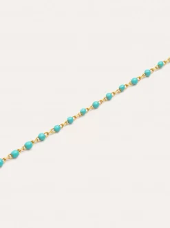 Collar Dots Turquoise Enamel Plata Baño Oro