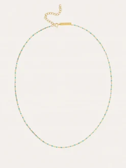 Collar Dots Turquoise Enamel Plata Baño Oro