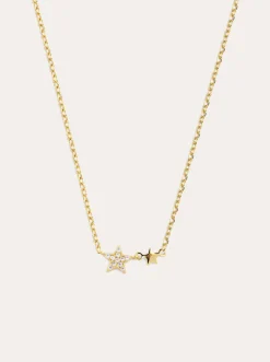 Collar Duo Stars Plata Baño Oro