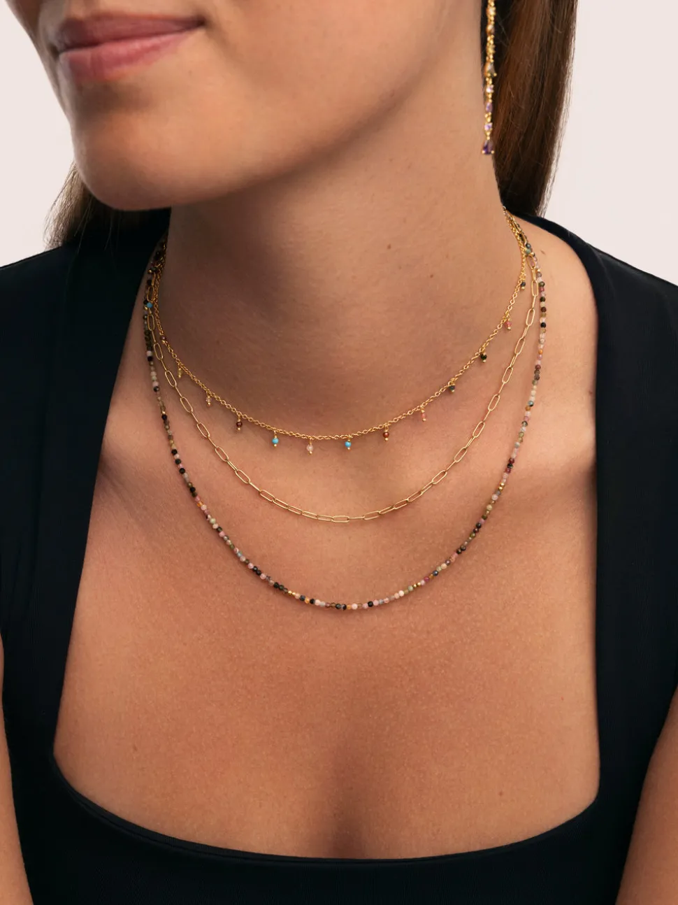 Collar Eloise Long Acero Baño Oro