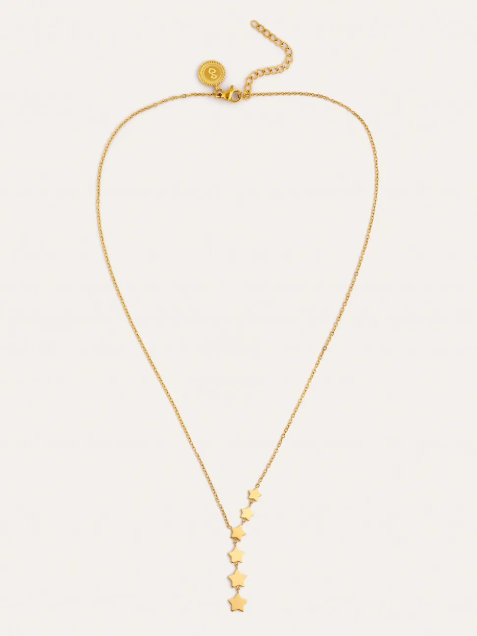 Collar Estela Y Acero Baño Oro