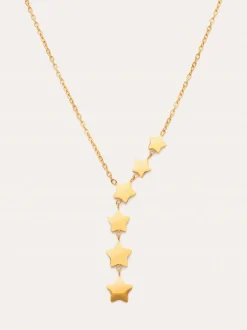 Collar Estela Y Acero Baño Oro