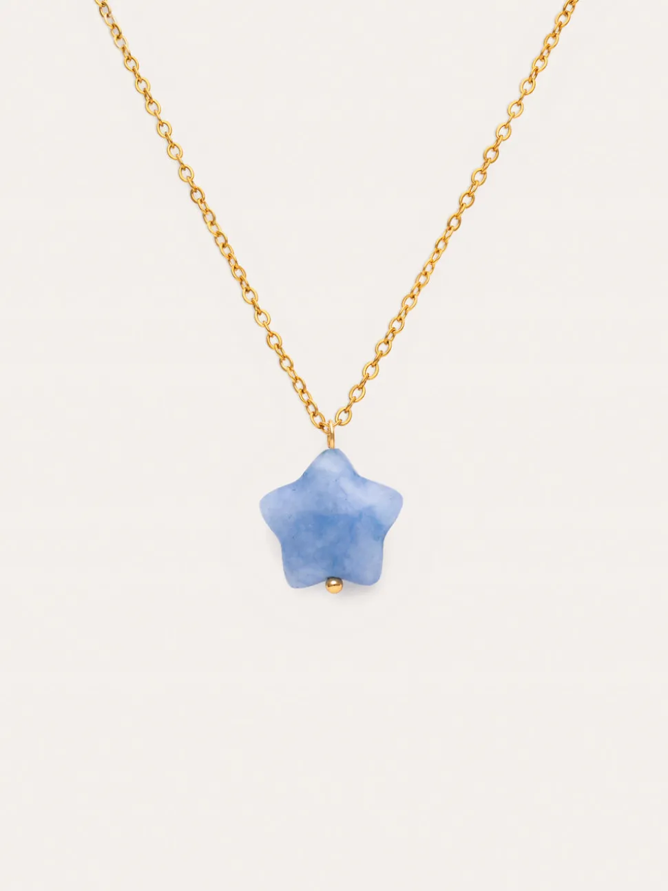 Collar Estrella Aguamarina Acero Baño Oro