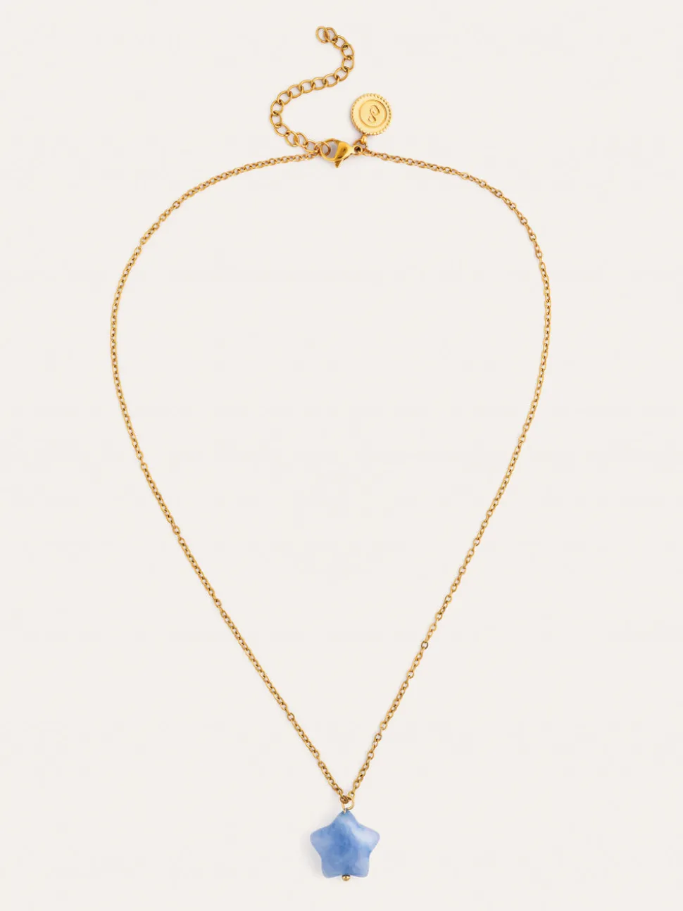 Collar Estrella Aguamarina Acero Baño Oro