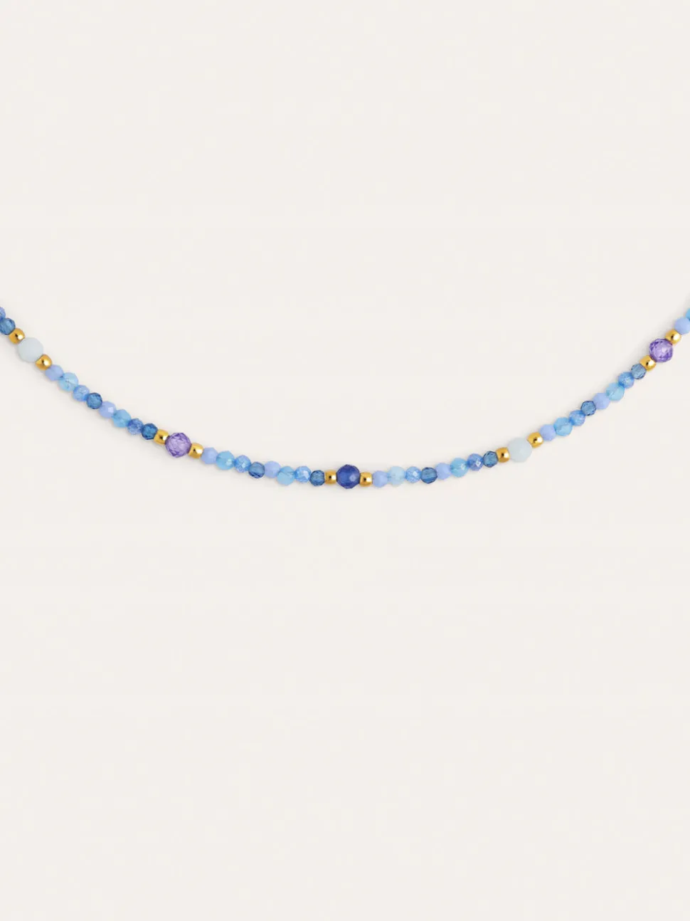 Collar Glam Azul Acero Baño Oro