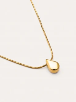 Collar Gota Drop Acero Baño Oro
