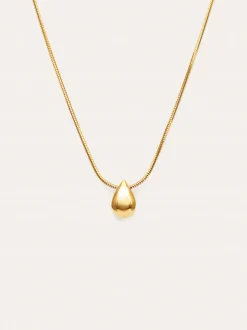 Collar Gota Drop Acero Baño Oro