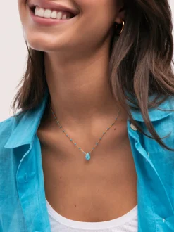 Collar Hydra Azul Acero Baño Oro