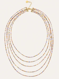 Collar Long Crystals Cleopatra Acero Baño Oro