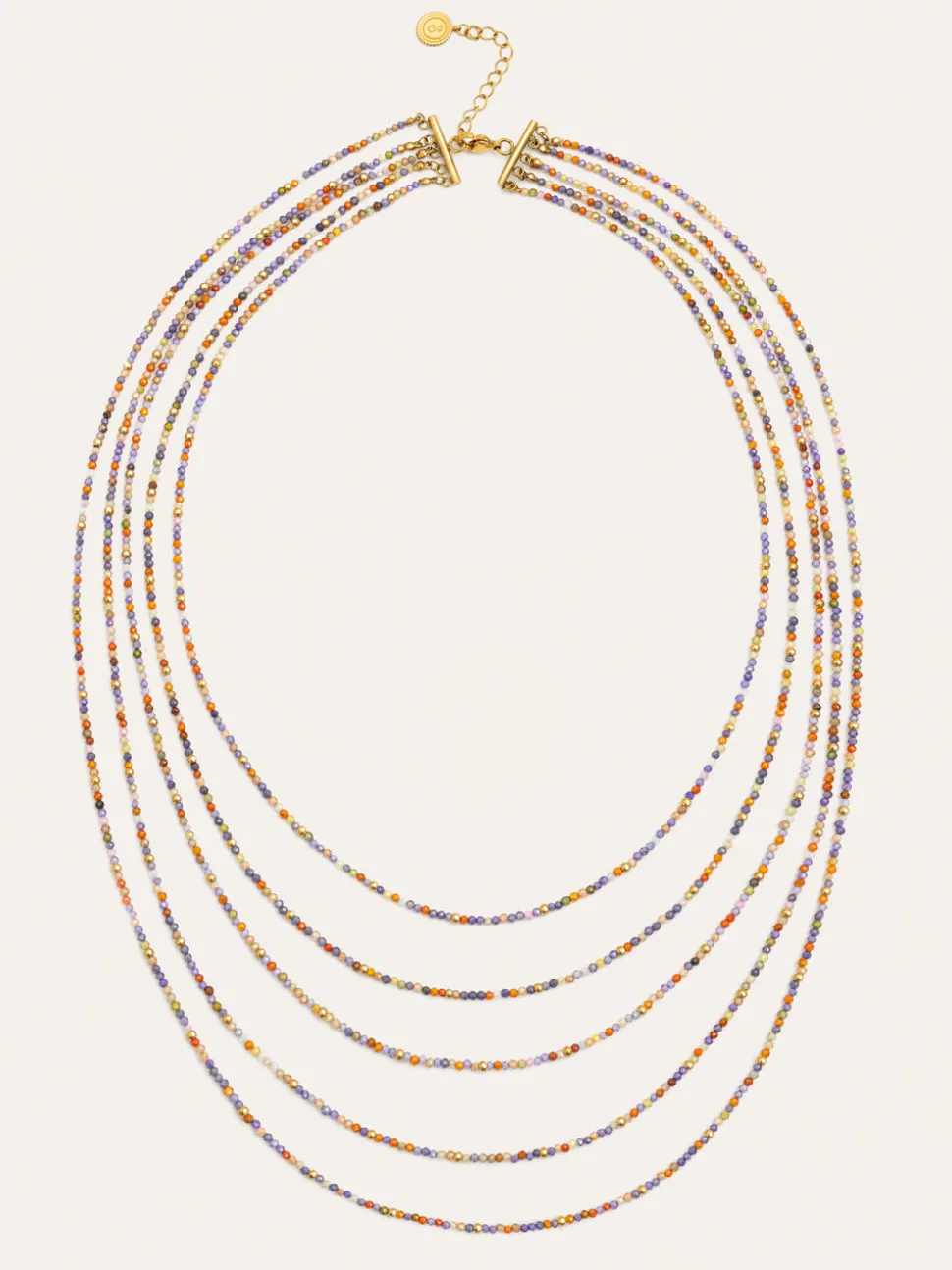 Collar Long Crystals Cleopatra Acero Baño Oro