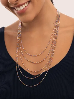 Collar Long Crystals Cleopatra Acero Baño Oro